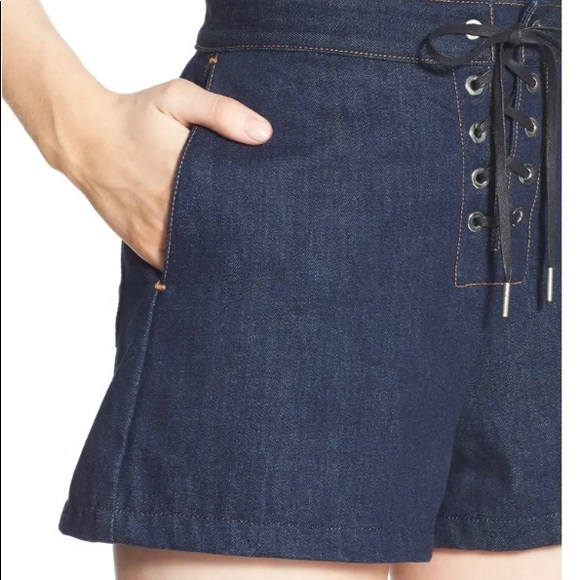 Rag & Bone Lace up Denim Shorts - Picture 2 of 5